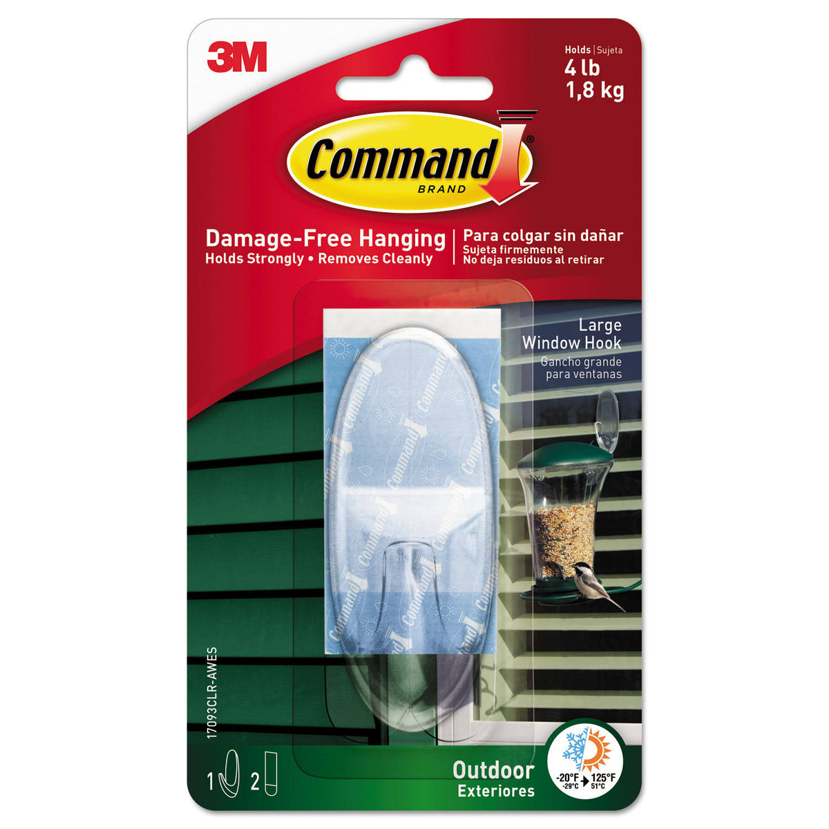 Command 17093CLR - AWES Window Hooks, Large, Clear, 4 Count