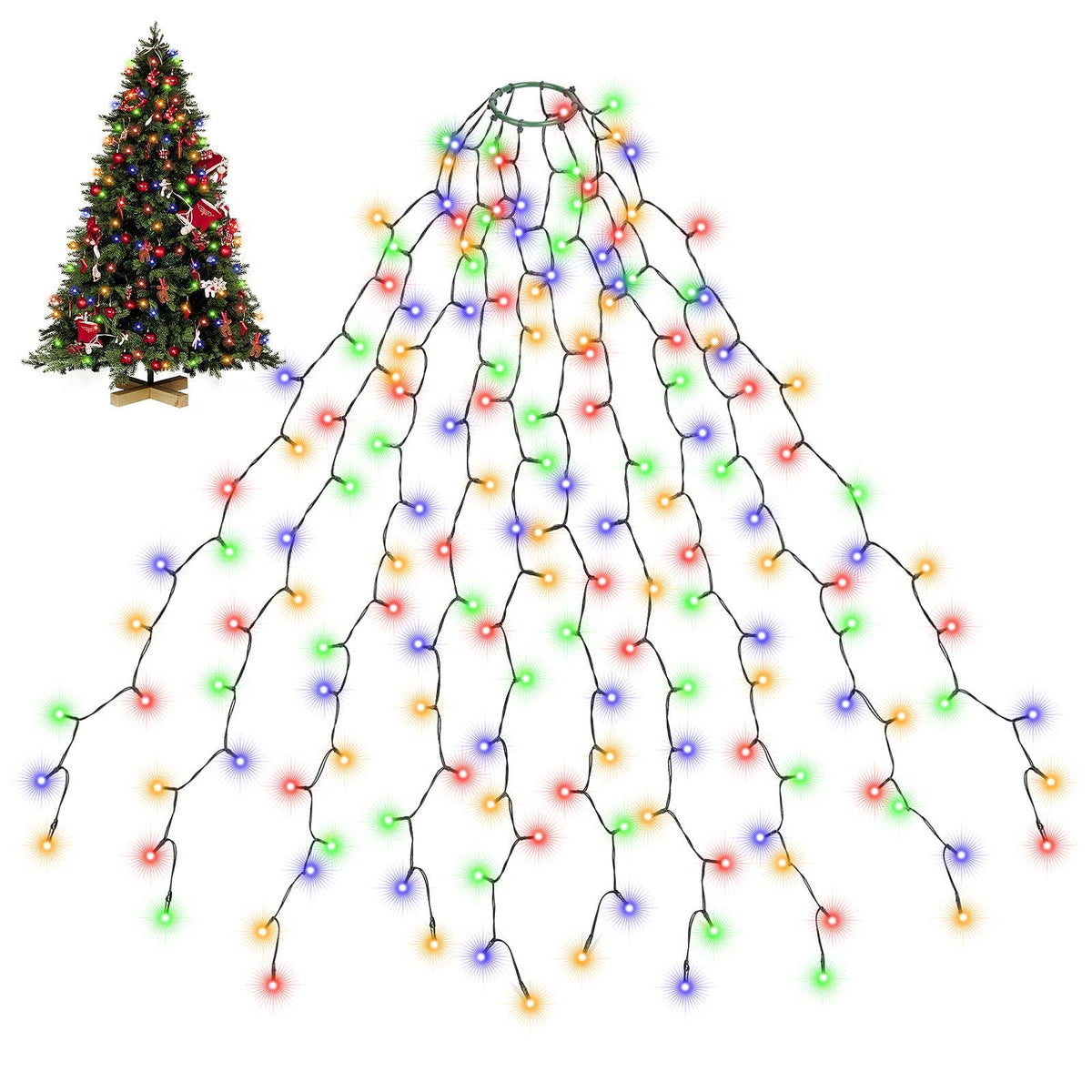 SALCAR Christmas Tree Lights, Easy to Install String Lights with 8 Modes, UL Certified Ultra - Bright Christmas Lights for 7ft - 12ft Tree