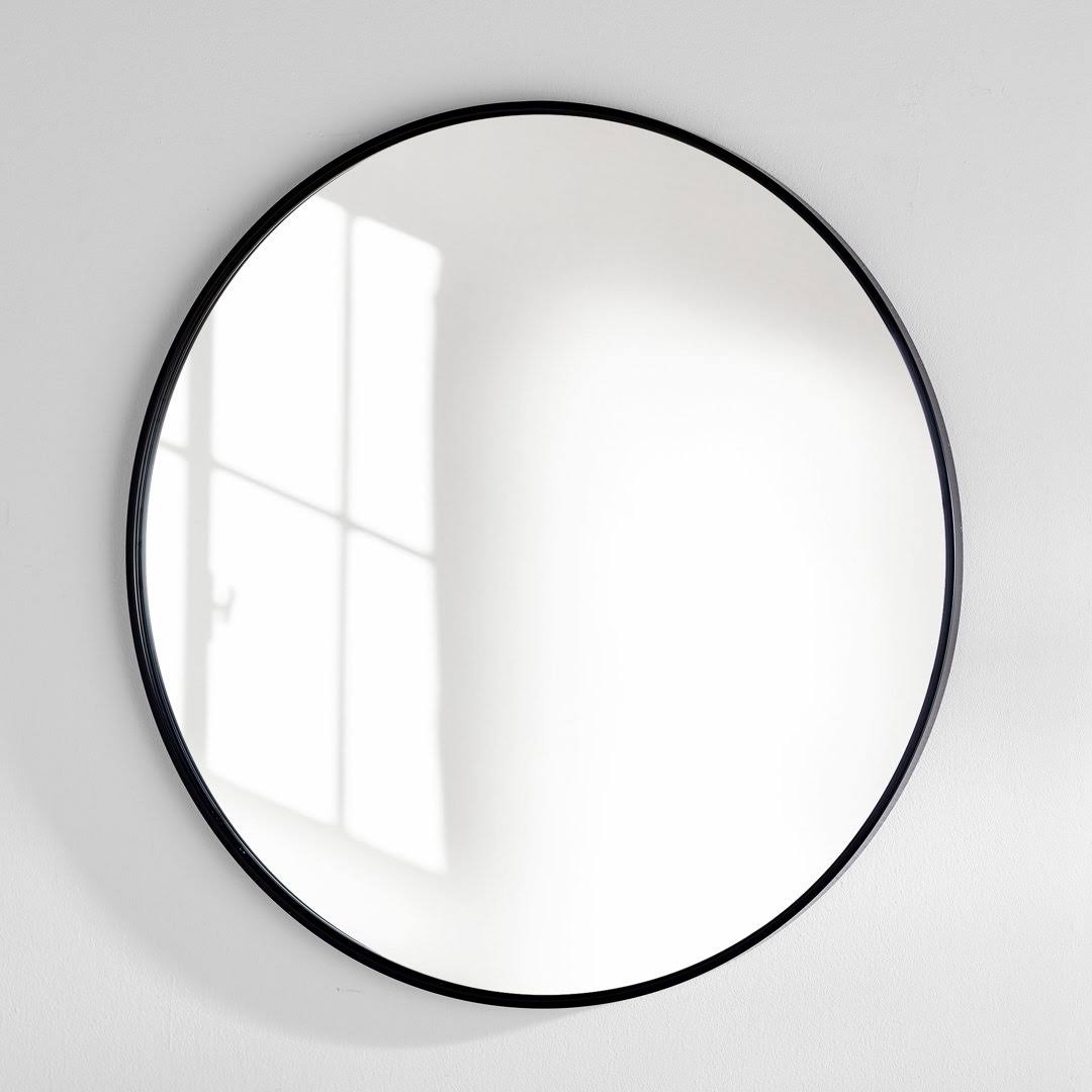Sabine Metal Round Wall Mirror Finish: Matte Black, Size: 48" x 48"