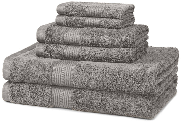 AmazonBasics Grey Fade - Resistant 6 - Piece Cotton Bath Towel Set