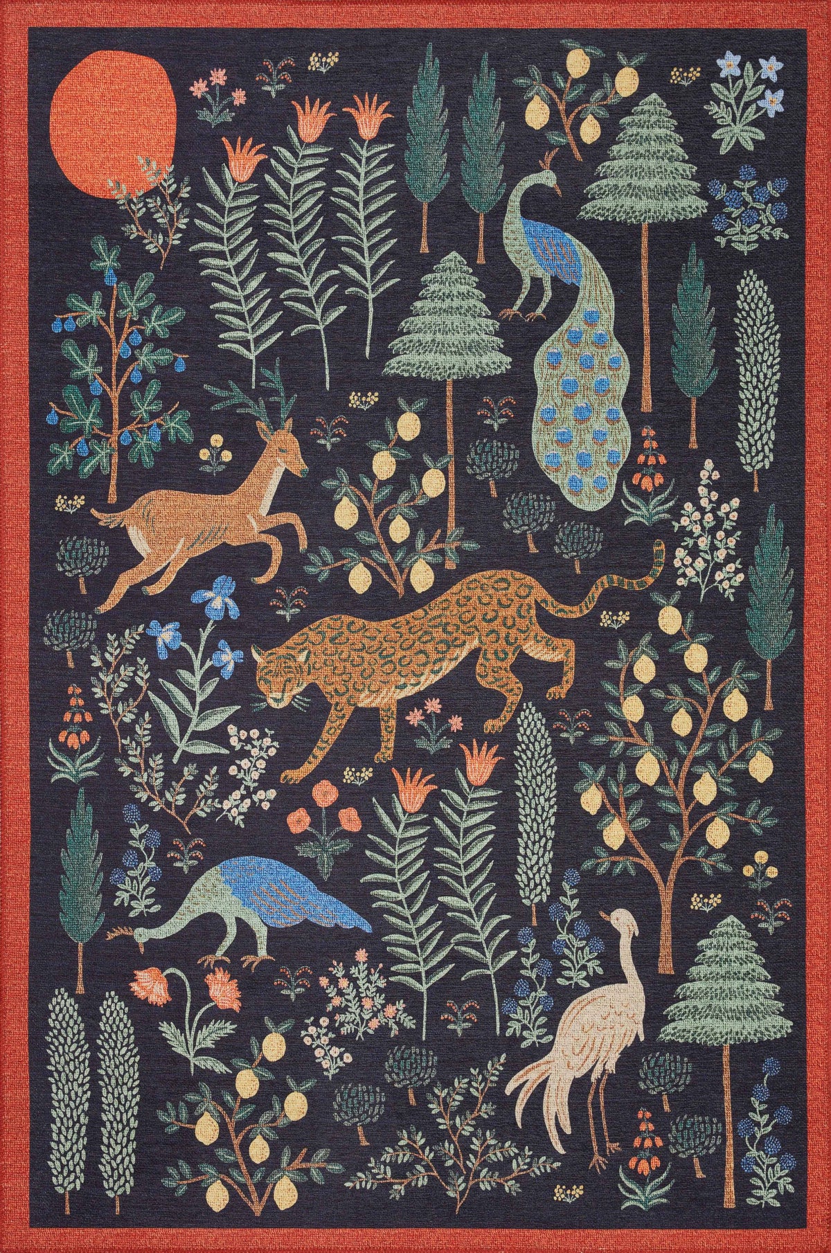 Loloi Rifle Paper Menagerie MEN - 01 Rug, Black / 18" x 18" Sample