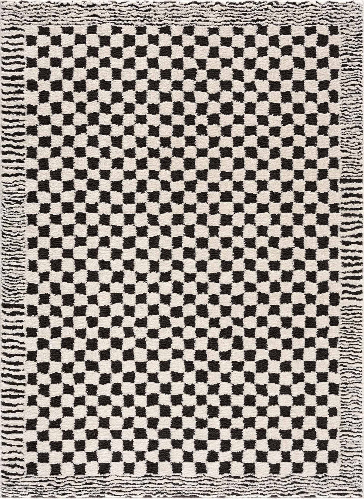 Hauteloom Leryn Black & White Checkered Area Rug - Area Rug for Living Room, Bedroom - Black & White Checkered Rug - 5'3" x 7' Rectangle