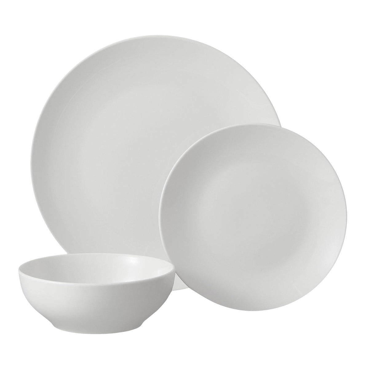 Mainstays Glazed White Stoneware Dinnerware Set, 12 - Pieces