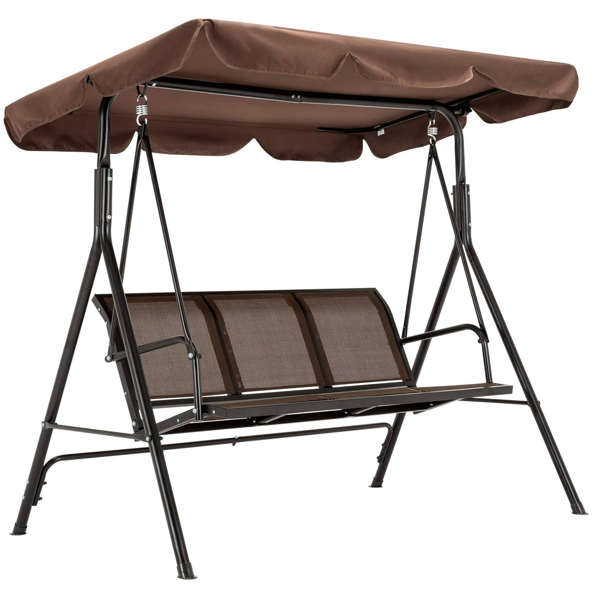 Mcombo Outdoor Patio Canopy Swing Chair 3 - Person, Steel Frame Textilence SEATS Swing Glider, 4507