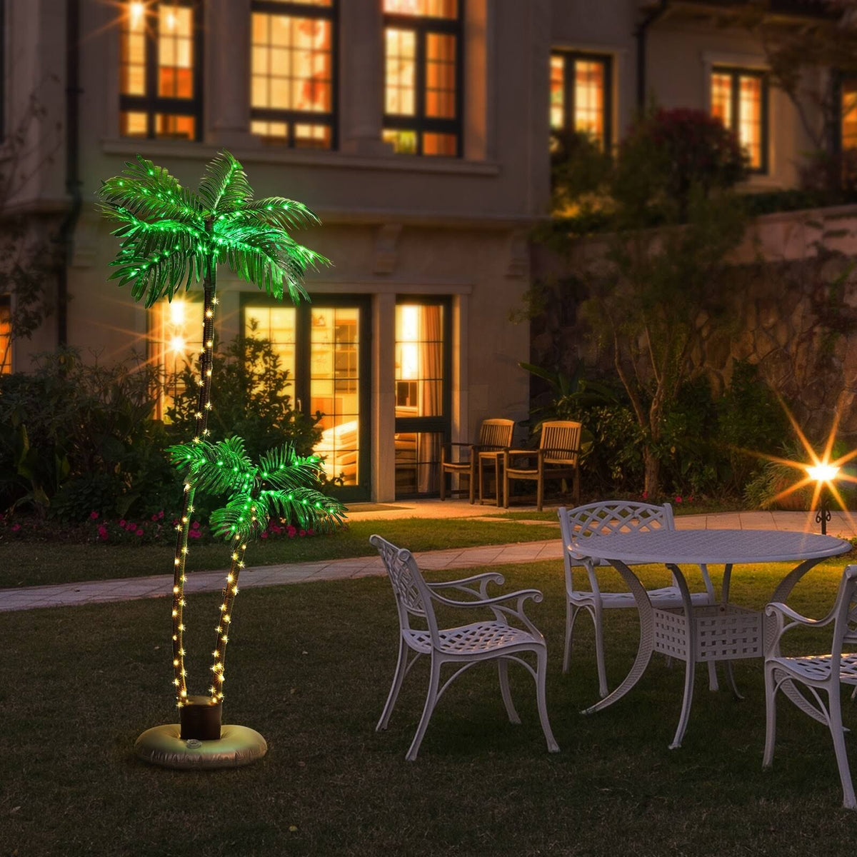 Lighted Palm Tree for Outside Patio Yard Party Pool - 6FT - 2 - Tree - Solar