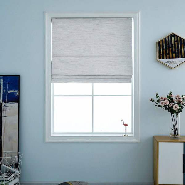 Belmar Washable Cordless 100% Blackout Woven Fabric Roman Shades for Windows Pull - Down Blind for Home, Bedroom, Living Room, Kitchen, Two Tone Color