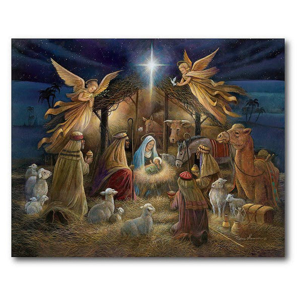 Courtside Market Nativity Scene Christmas Canvas Wall Art, 16x20