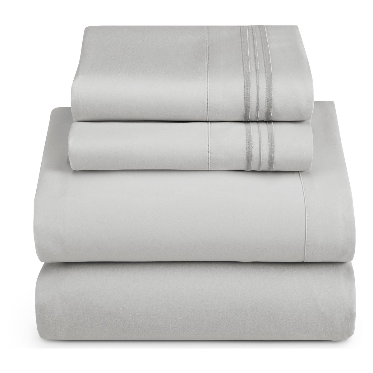 Nestl Bedding Queen 4 Piece Bed Sheet Set Queen Silver Gray Large