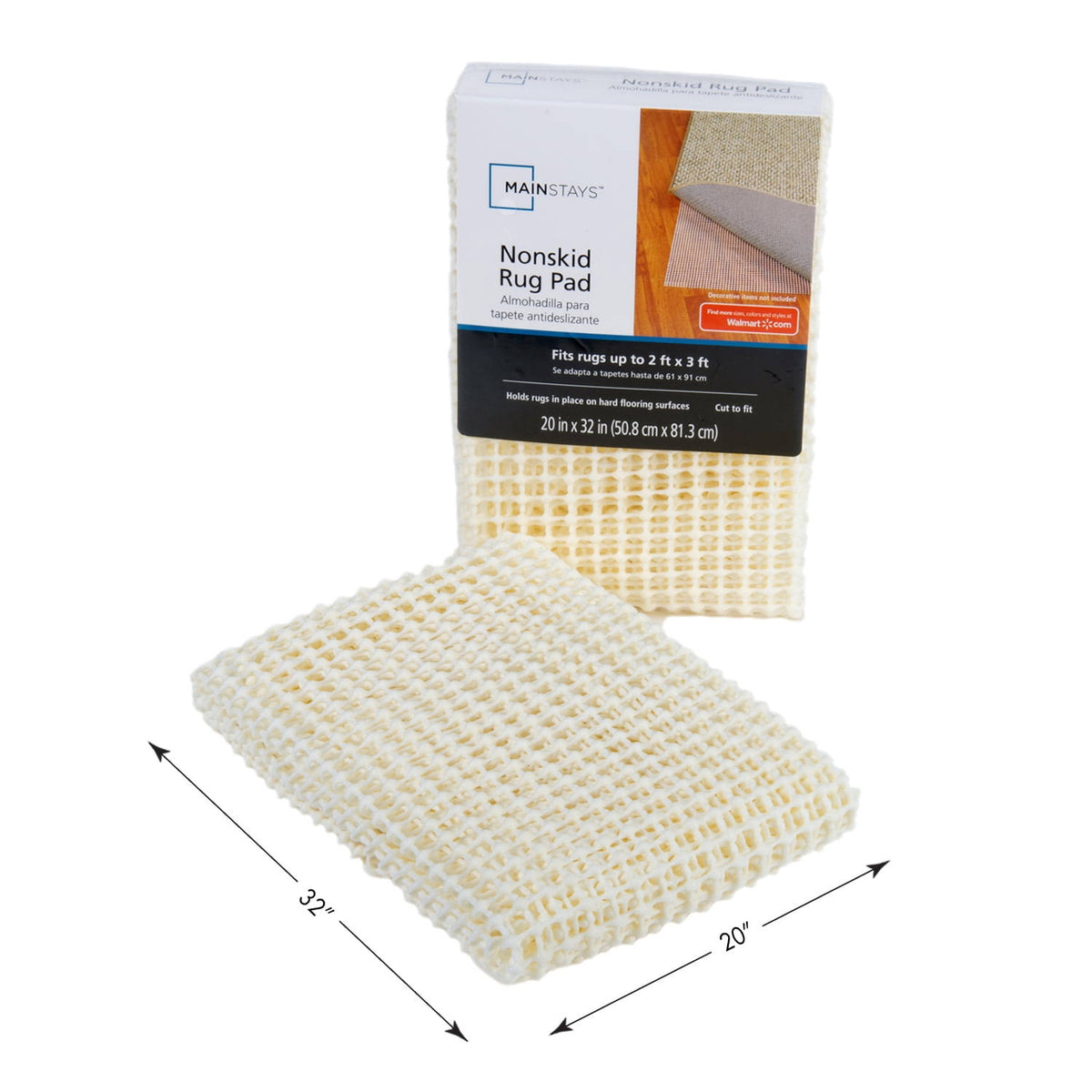 Mainstays 20" x 32" Non - Skid Non - Slip Cream Rug Pad