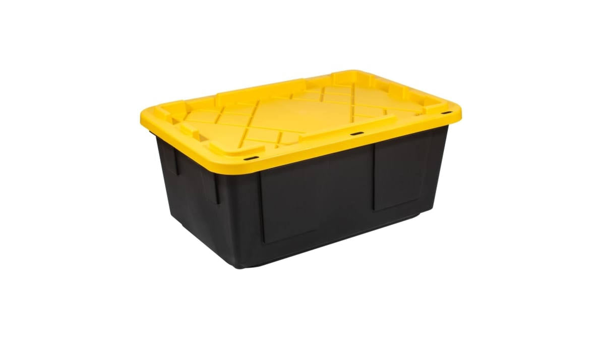 Office Depot Brand by Greenmade Professional Storage Totes, 23 - Gallon, Black/Yellow