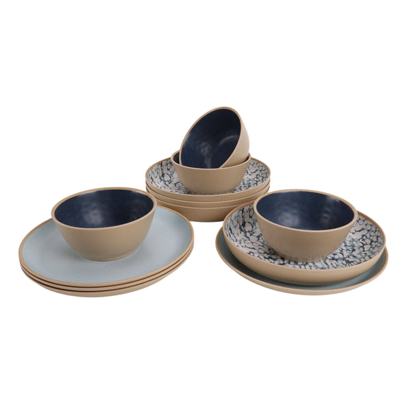 Better Homes Gardens 12 - Piece Bamboo Melamine Dinnerware Set Takara Print