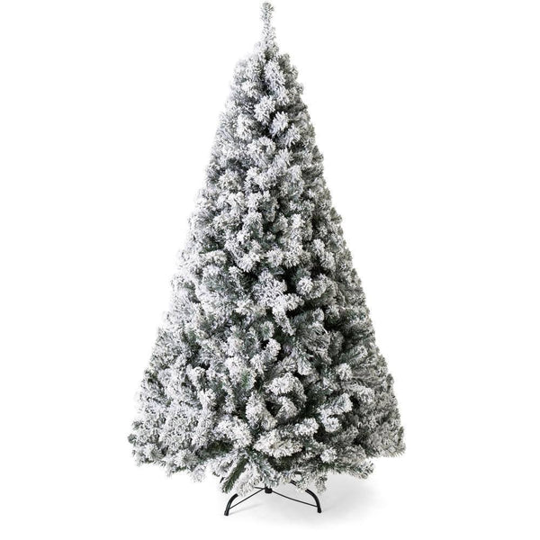 Best Choice Products 7.5' Snow Flocked Hinged Artifical Pine Christmas Tree with Metal Stand, Winter