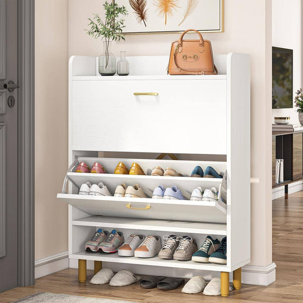 BYBLIGHT 41.73 in. H White 24 - Pairs Shoe Storage Cabinet, Freestanding Shoe Cabinet for Entryway