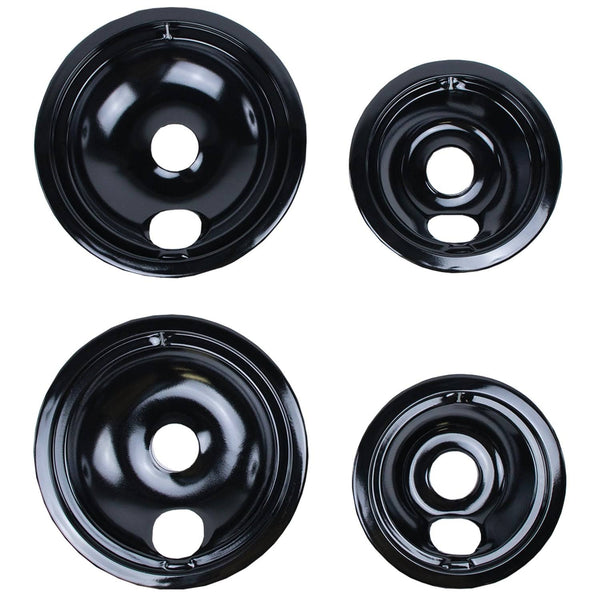 Certified Appliance Accessories 50002 - b Black Porcelain Style B 2 Large 8 inch & 2 Small 6 inch Replacement Drip Bowls for GE & Hotpoint Electric