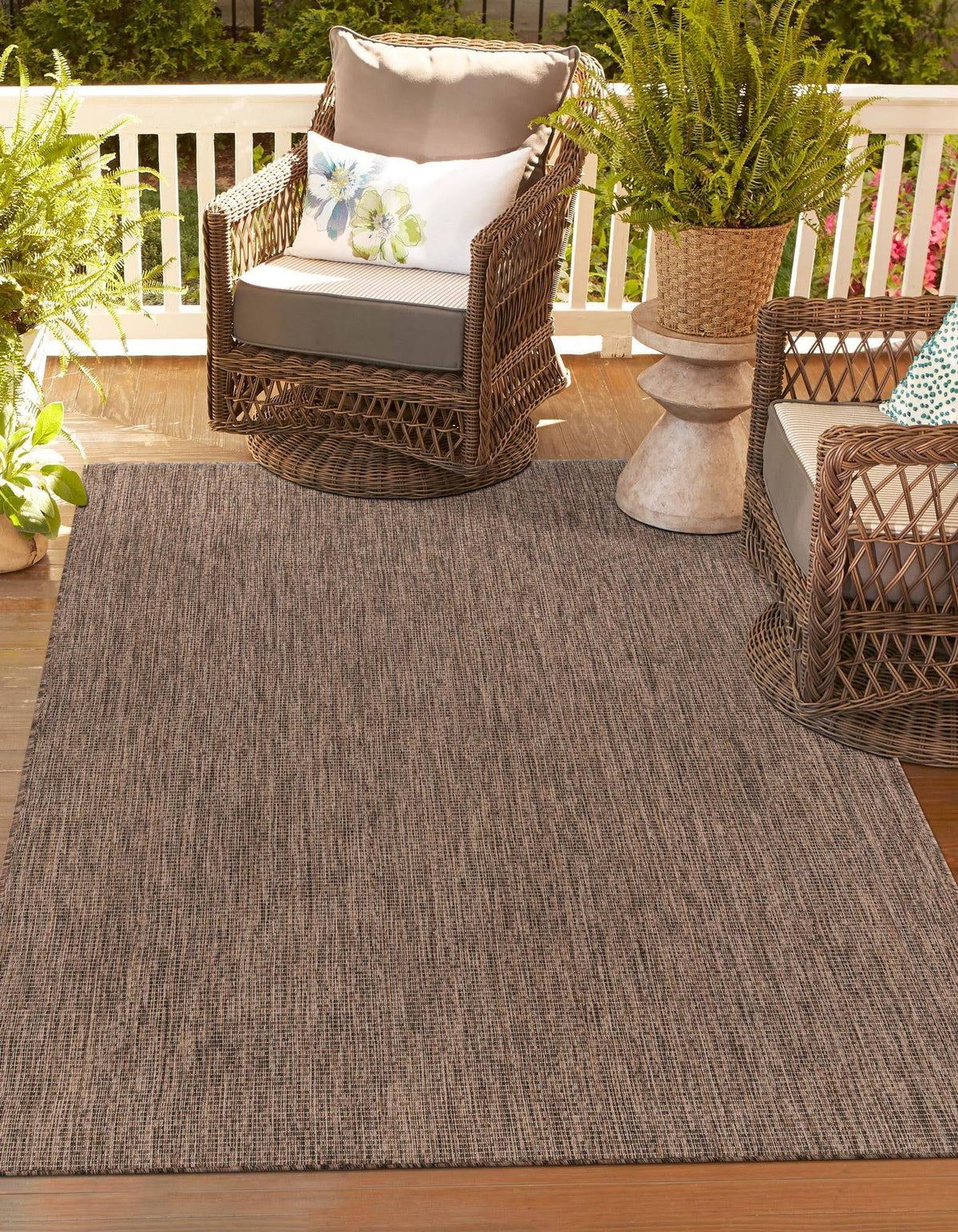Unique Loom Outdoor Solid Area Rug - 4' x 6' Light Brown