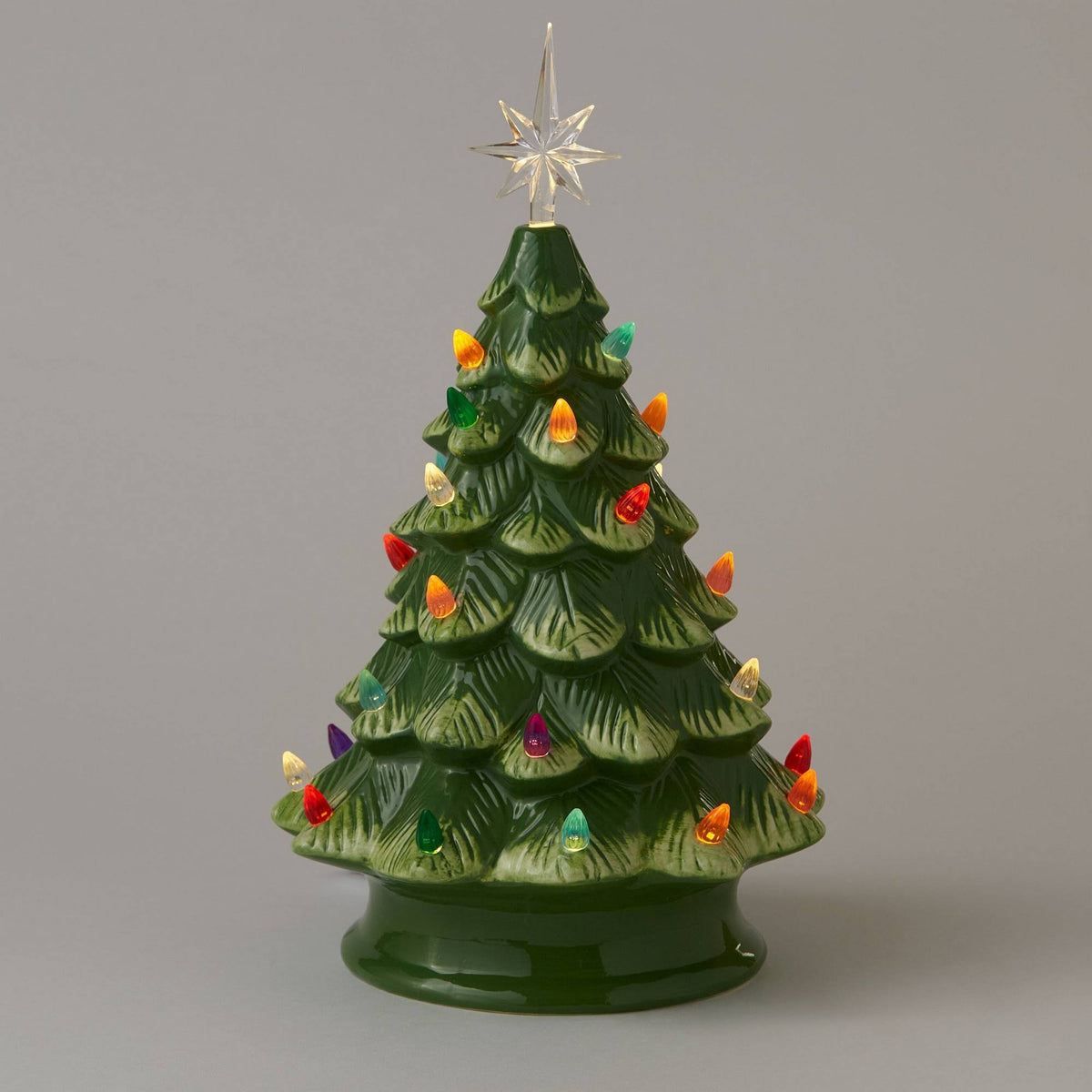 14.5" Battery Operated Lit Ceramic Christmas Tree Green - Wondershop