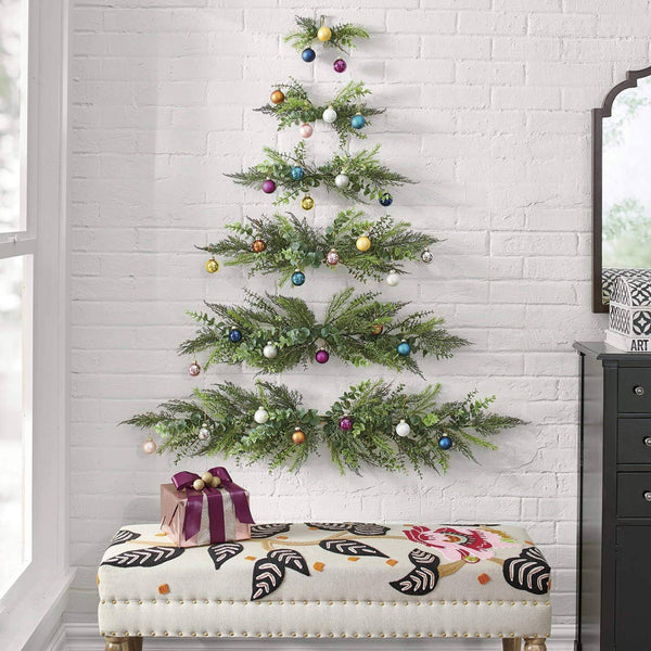 Christmas Tree Wall Decoration, Mini Christmas Tree Wall Hanging, Wall Hanging Christmas Tree with Bells, Wall Christmas Tree Hanging Decorations for