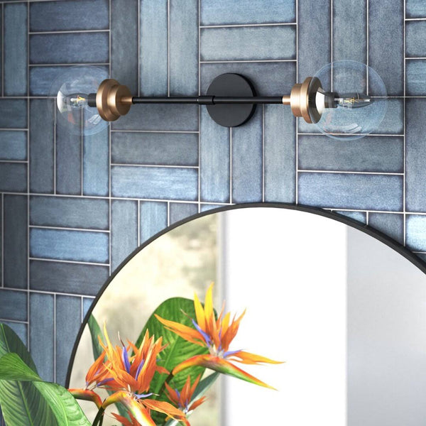 Breit 2 - Light Dimmable Vanity Light Mercury Row Finish: Matte Black / Brass Accents