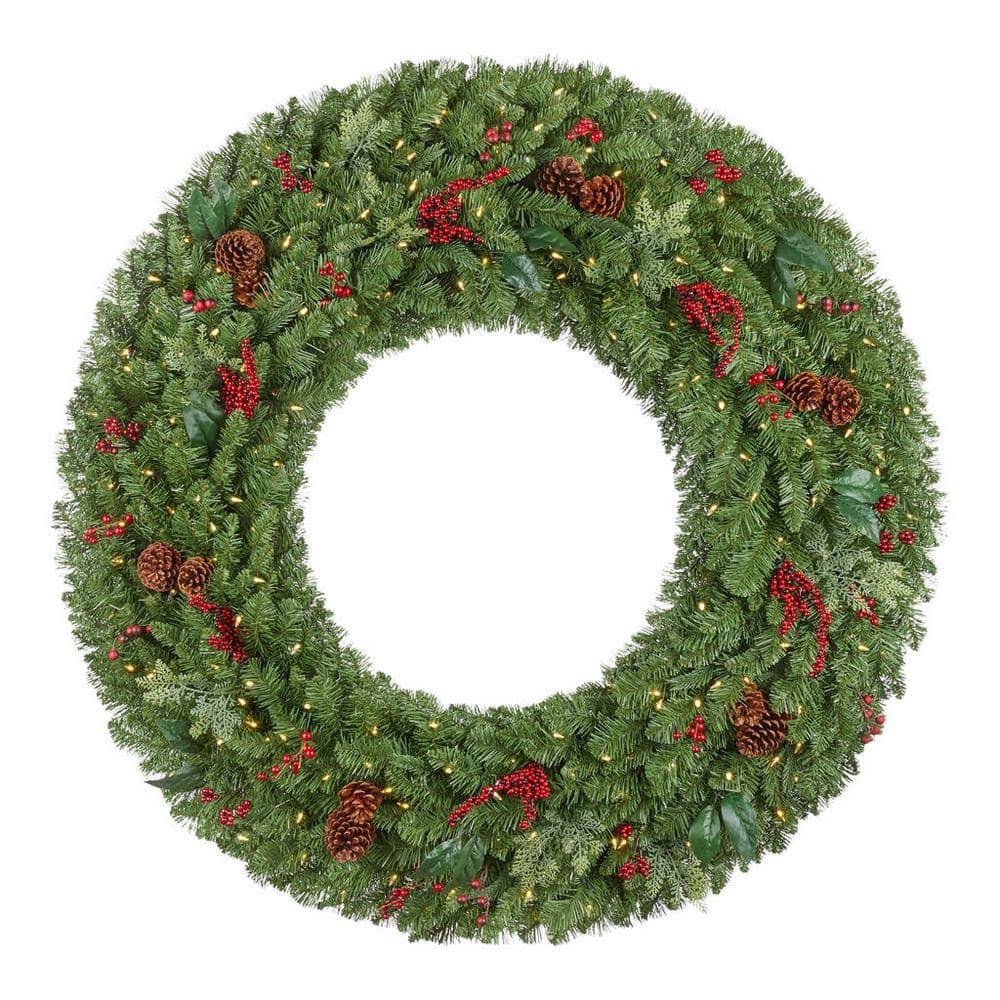 Home Accents Holiday 60 in. New Winslow Fir Pre - Lit LED Wreath