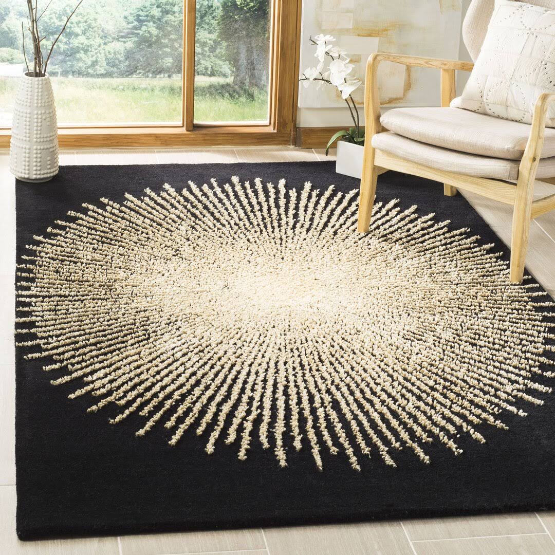 Orren Ellis Olivarria Hand - Tufted Black/Beige Area Rug