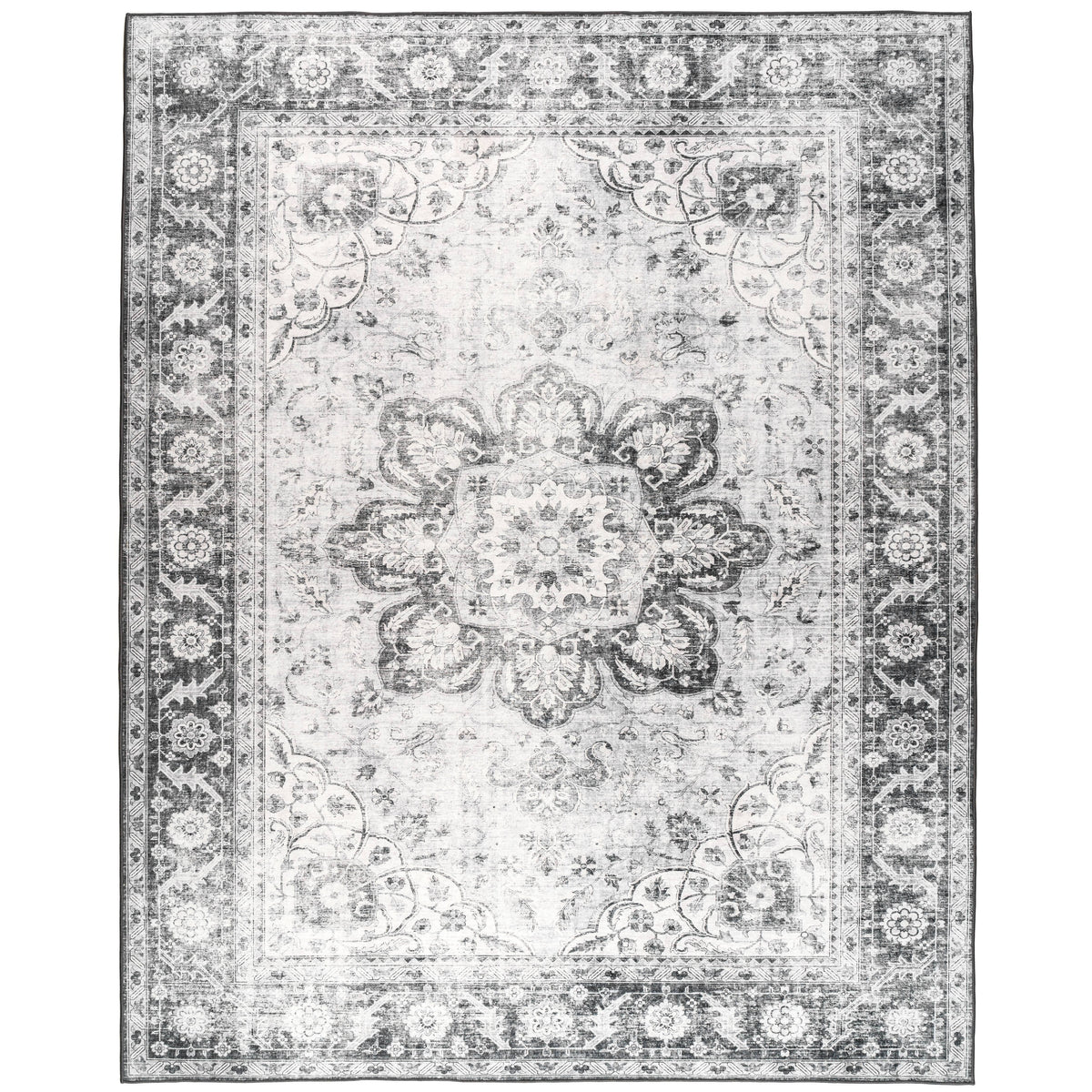 ReaLife Boho Area Rug - Machine Washable - Stain Resistant, Non - Slip, Kid & Pet Friendly - Recycled fibers - Living Room Dining Room - Eve Gray -