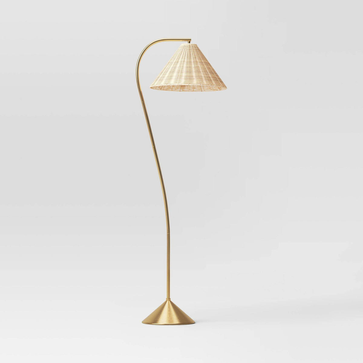 Gooseneck Floor Lamp with Natural Shade Brass (Includes LED Light Bulb) - Threshold